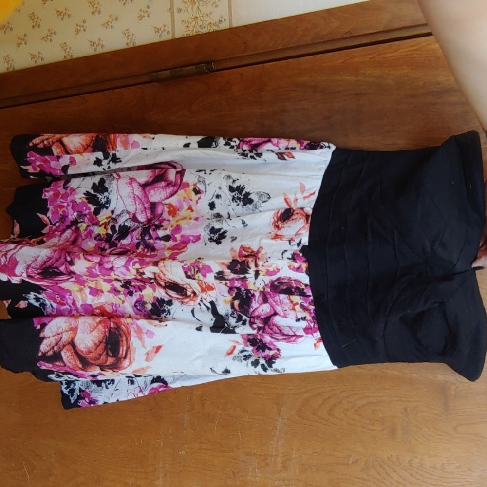 Floral and black homecoming dress